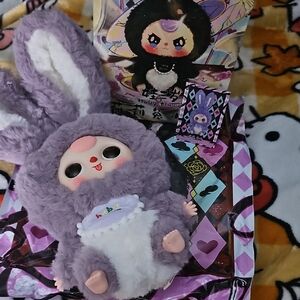Baby 3 Plush Bunny Toy with Purple and White Fur